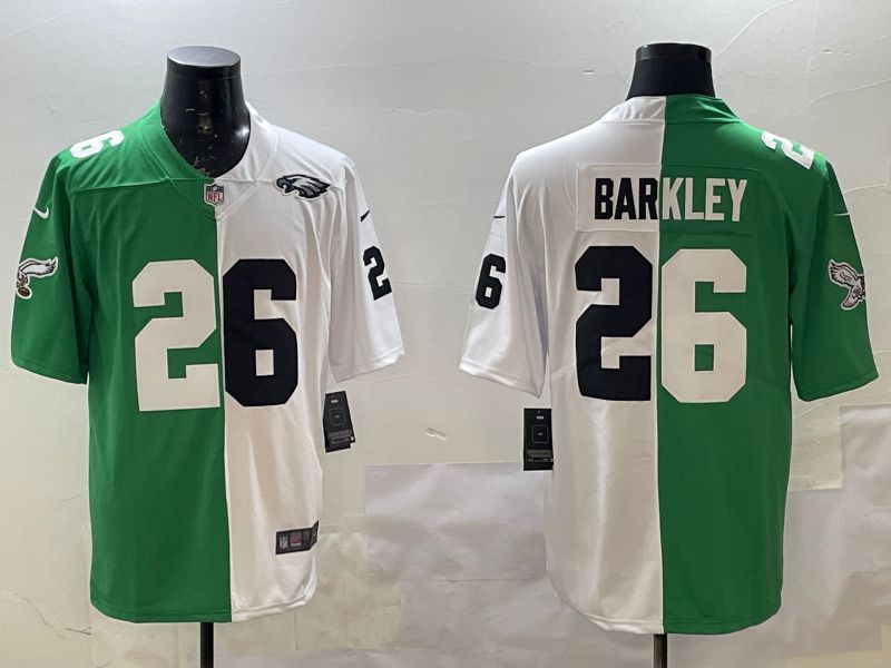Men Philadelphia Eagles 26 Barkley White Green 2025 Nike Vapor Limited NFL Jersey style 9